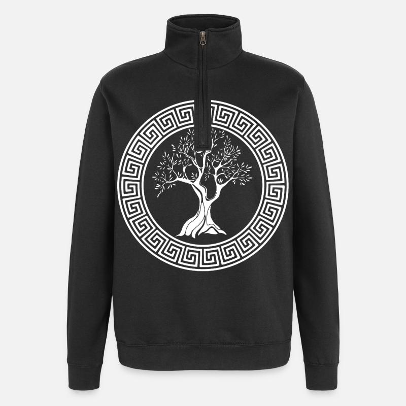 Symbole antique de l'olivier blanc - Sweat à zip 1/4 - noir