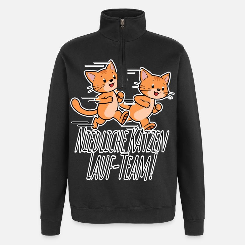 Équipe de course des chats mignons ! - Sweat à zip 1/4 - noir