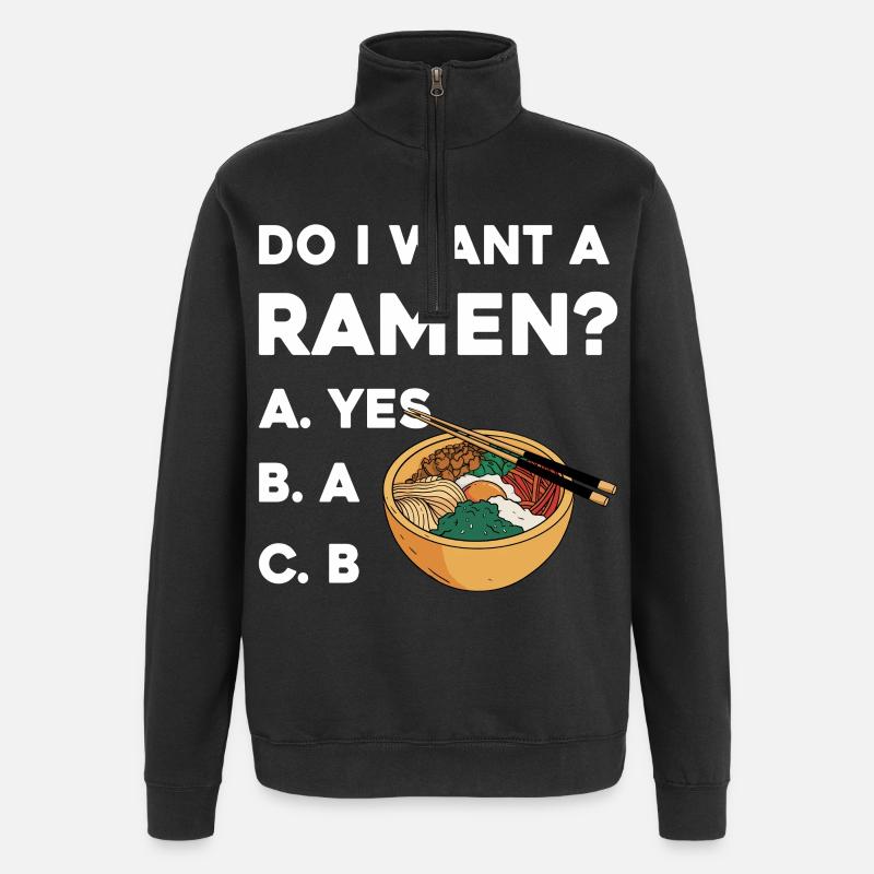 Ramen Wahl Shirt: Yes oder B - Quarter-Zip-Sweatshirt - Schwarz