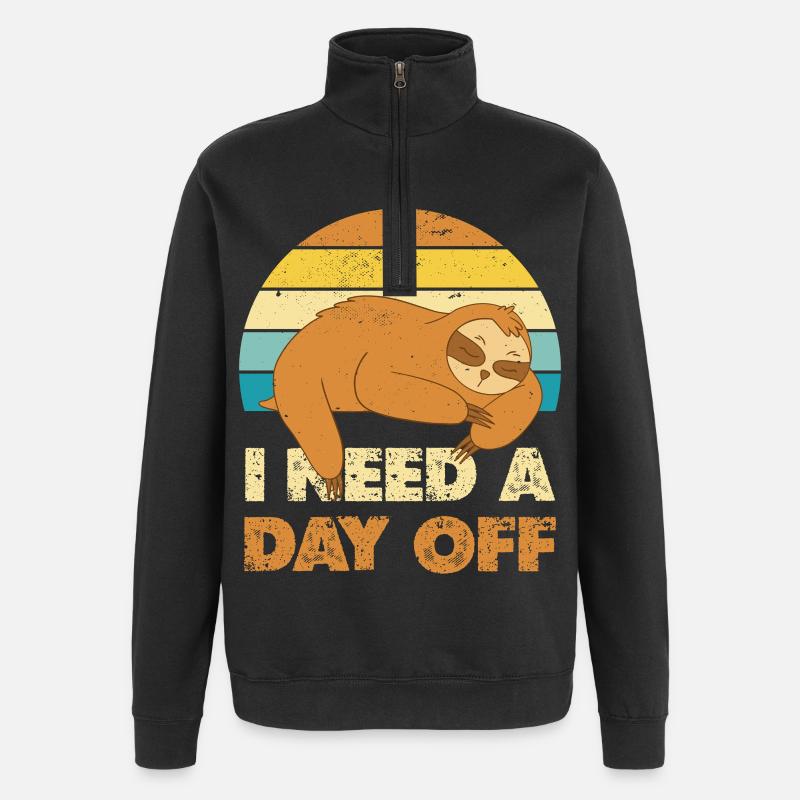 Sleeping Sloth Holiday Day - Quarter-Zip Sweatshirt - black
