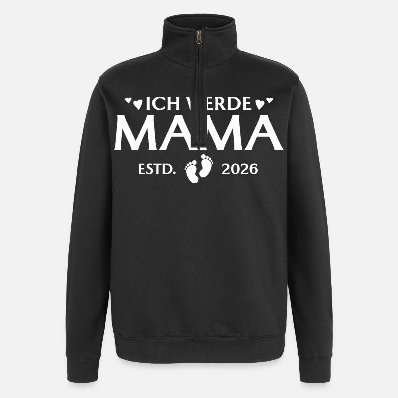 Ich werde Mama 2026 Mutterschaft - Quarter-Zip-Sweatshirt - Schwarz