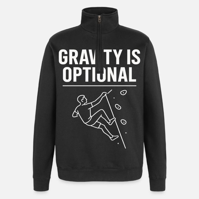 Gravity is optional climbing statement - Quarter-Zip Sweatshirt - black