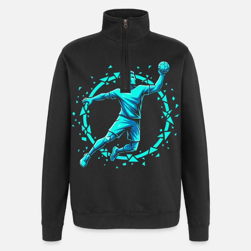 Handball Leidenschaft Hitze Training Geschenk - Quarter-Zip-Sweatshirt - Schwarz