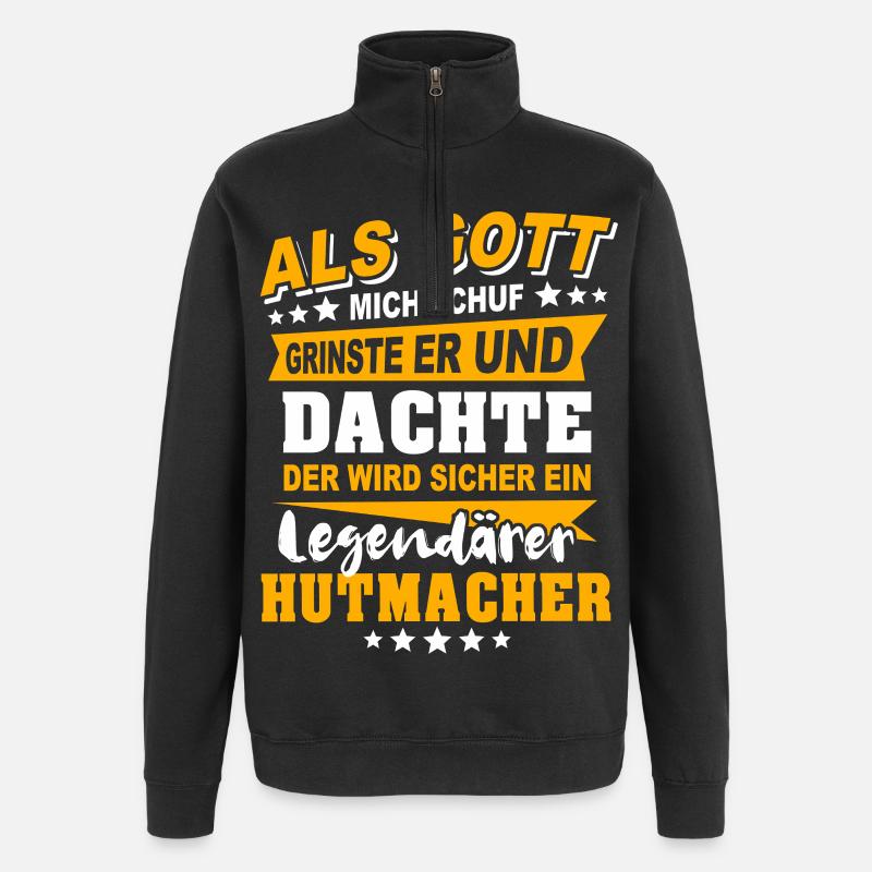 Hutmacher Sprüche - Quarter-Zip-Sweatshirt - Schwarz