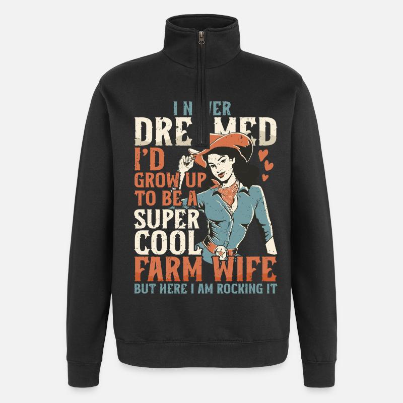 Épouse d’une mère fermière - Sweat à zip 1/4 - noir