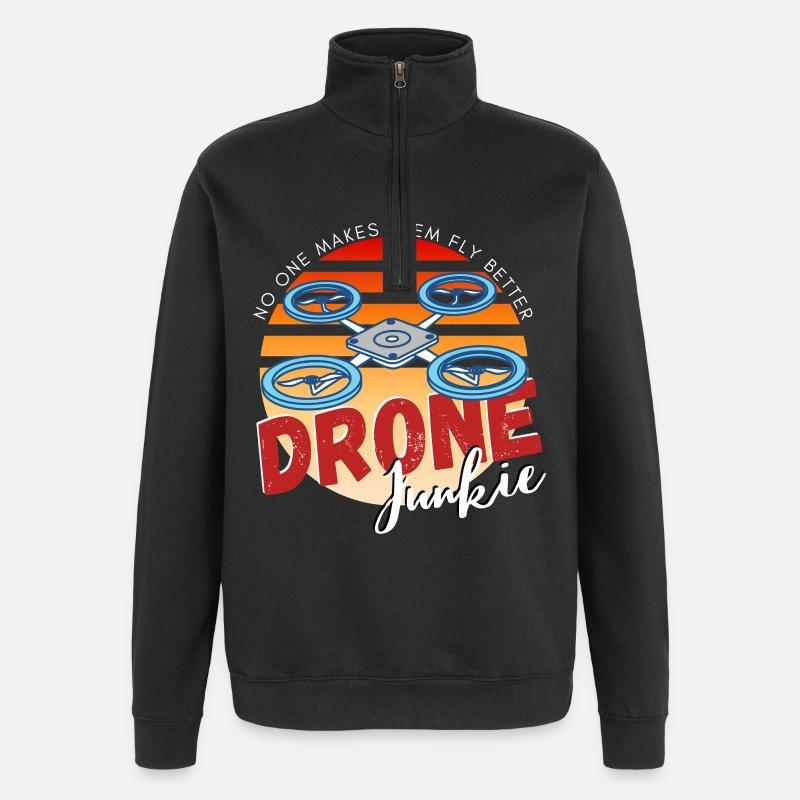 Drone Junkie Design with Sunset - Quarter-Zip Sweatshirt - black