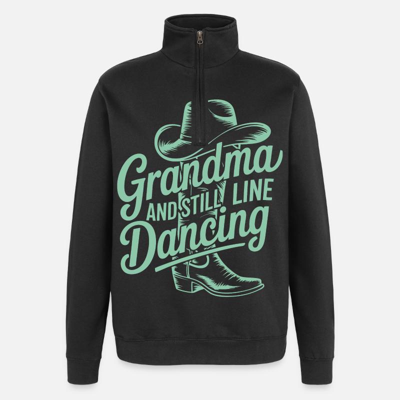 Großmutter tanzt Line-Dance - Quarter-Zip-Sweatshirt - Schwarz