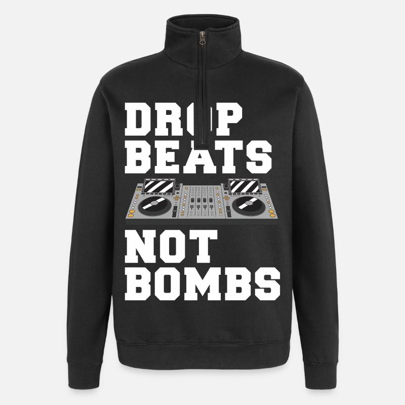 Drop Beats Not Bombs DJ Motto - Quarter-Zip-Sweatshirt - Schwarz