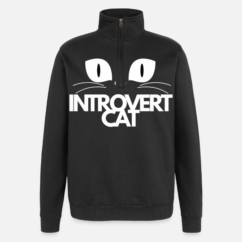 Katze - Quarter-Zip-Sweatshirt - Schwarz