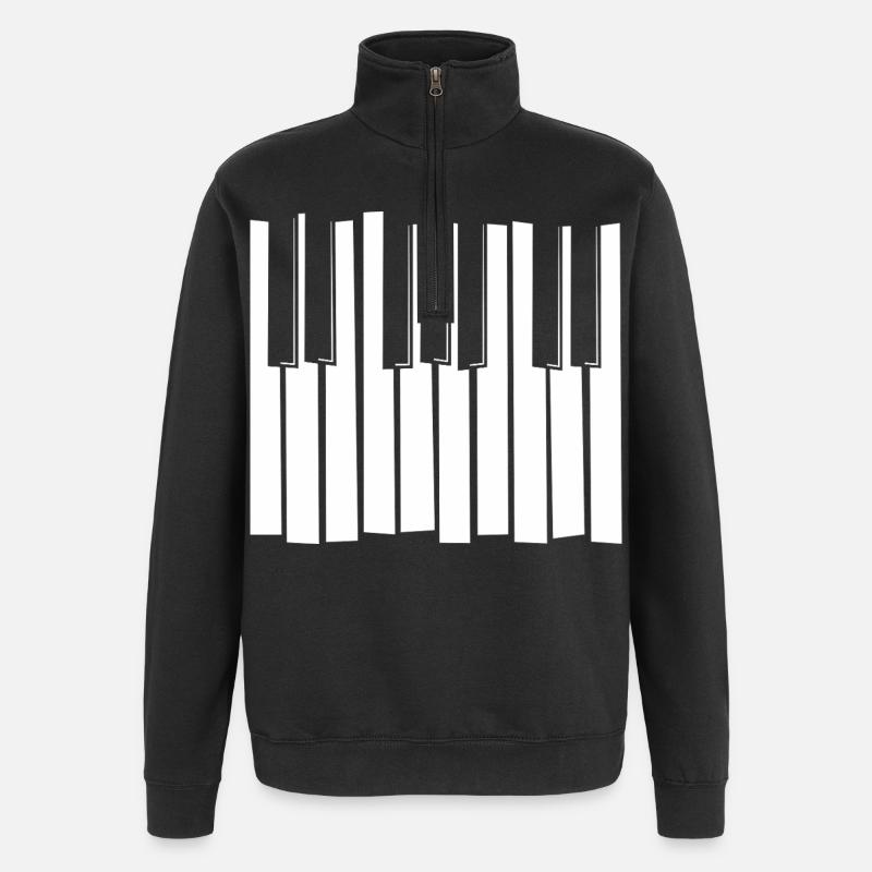 Motif de bandes de clavier piano - Sweat à zip 1/4 - noir