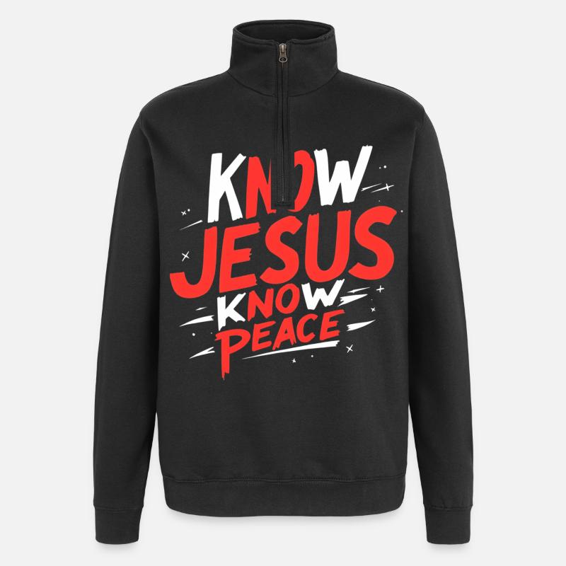 Know Jesus, know peace - Quarter-Zip Sweatshirt - black