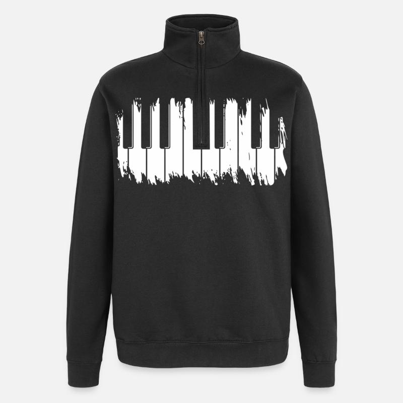 Claviers de piano grunge - Sweat à zip 1/4 - noir