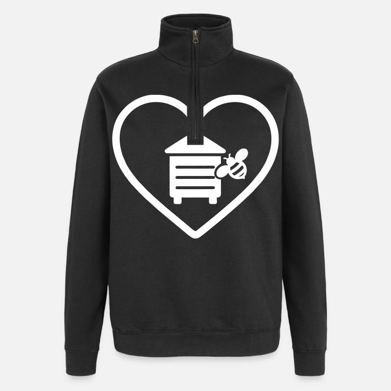 Herz-Imker-Bienbiene - Quarter-Zip-Sweatshirt - Schwarz