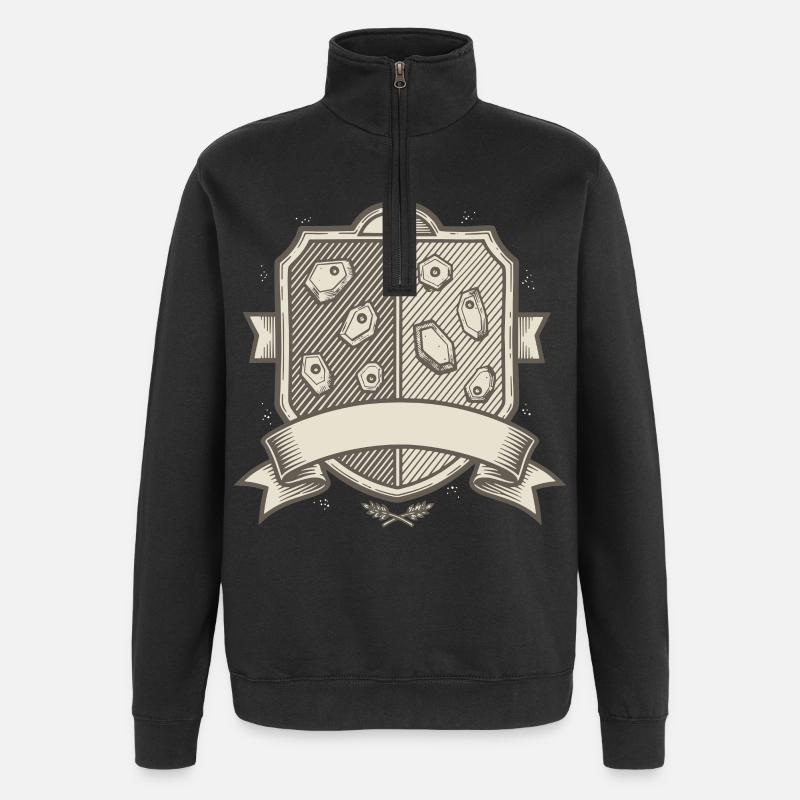 Rock Climbing Crest Badge Design Shield - Quarter-Zip Sweatshirt - black