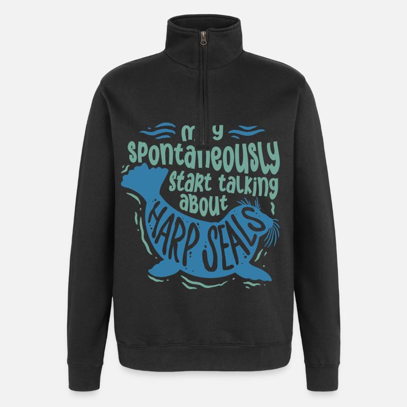 Phoques du harple - Sweat à zip 1/4 - noir