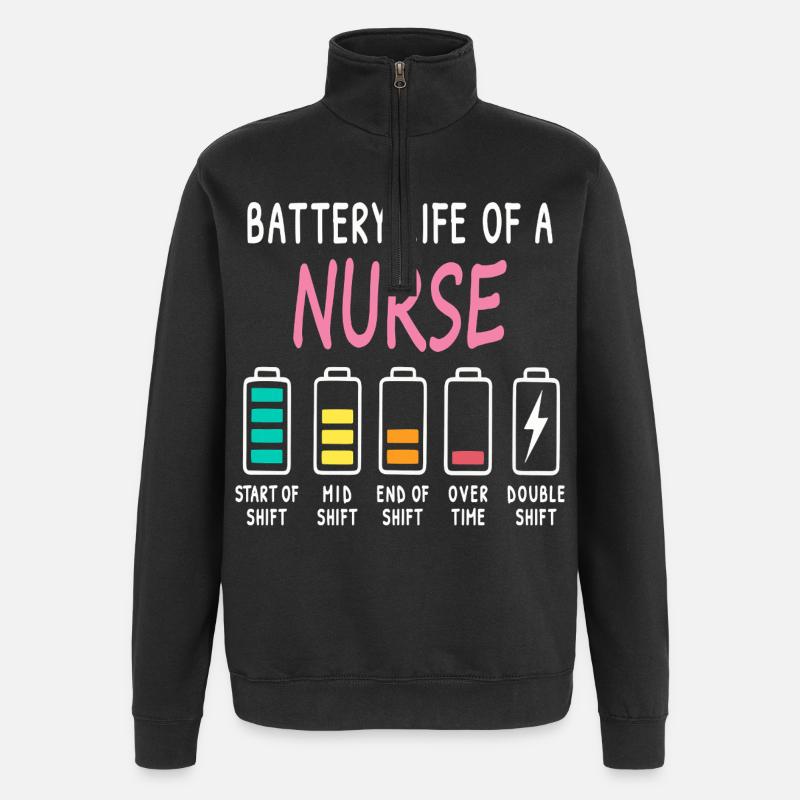 Akkustand einer Pflegekraft Humor - Quarter-Zip-Sweatshirt - Schwarz