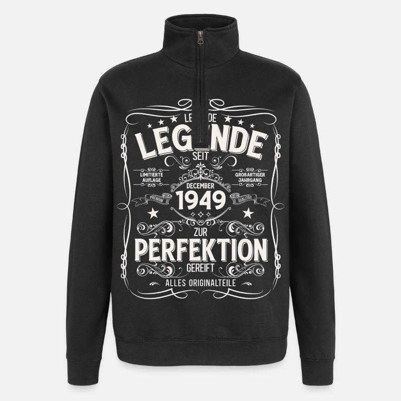76e anniversaire Millésime décembre 1949 - Sweat à zip 1/4 - noir