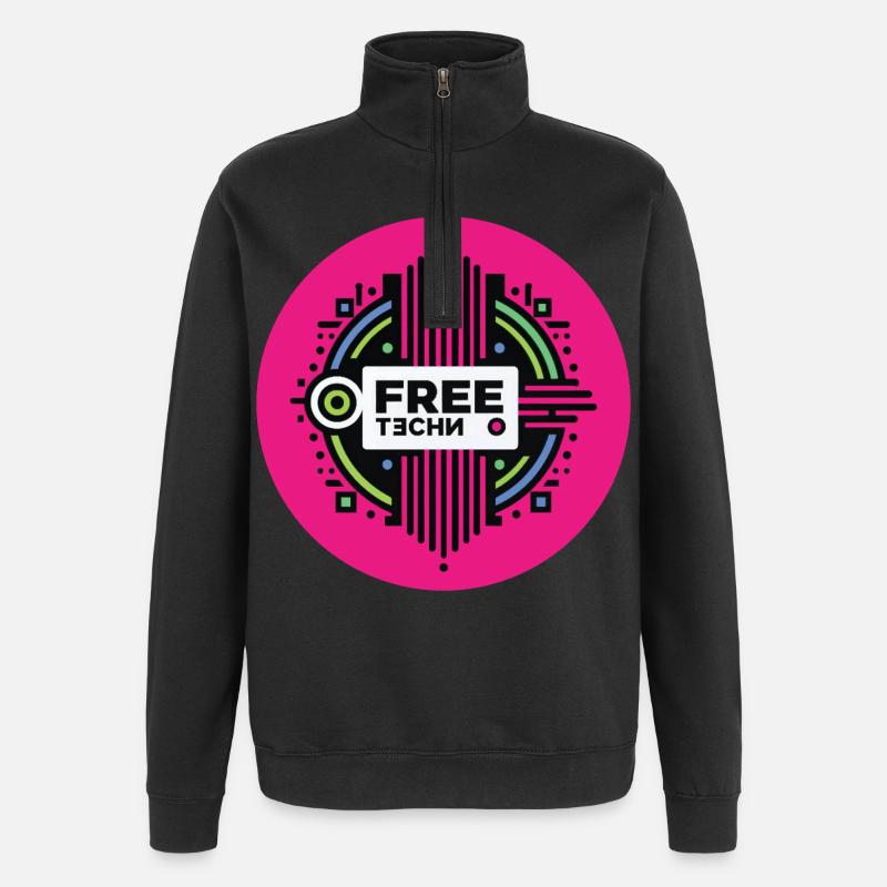 FREE TECHNO #2 - let's talk - Quarter-Zip Sweatshirt - black