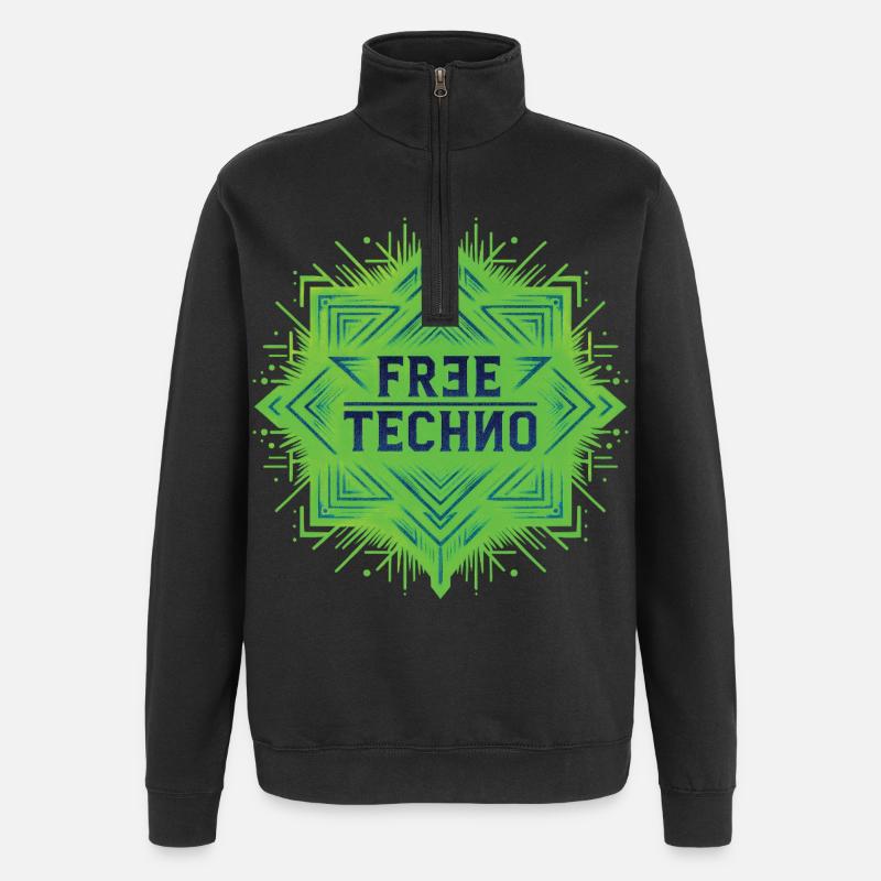 FREE TECHNO #1 - let's talk - Sweat à zip 1/4 - noir