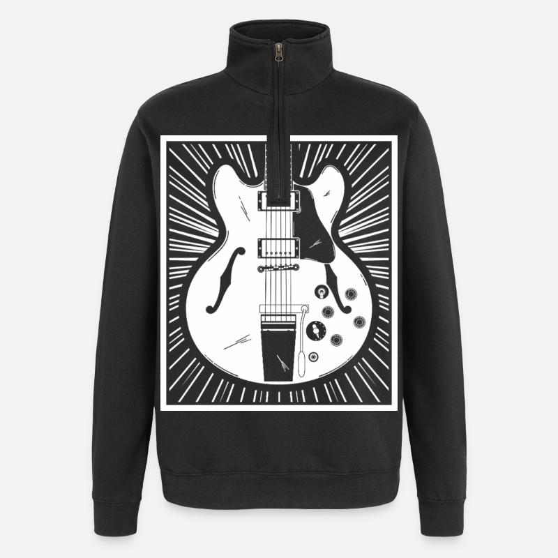 Retro-Gitarren-Silhouetten-Poster - Quarter-Zip-Sweatshirt - Schwarz