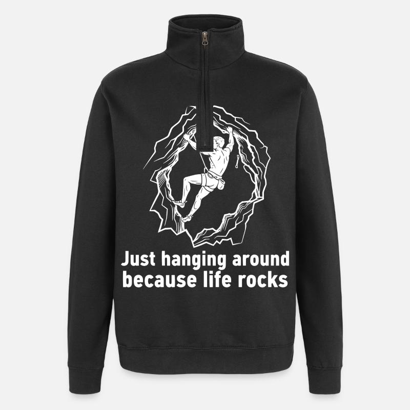 Life Rocks Escalade Bloc Fun Design - Sweat à zip 1/4 - noir