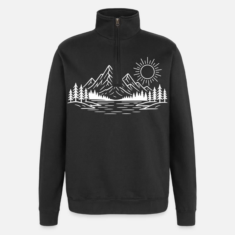Mountains Nature Forest - Quarter-Zip Sweatshirt - black