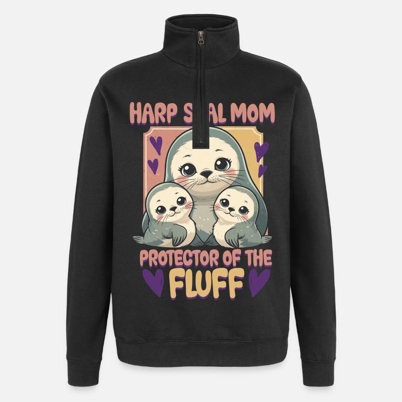 Phoques du harple - Sweat à zip 1/4 - noir