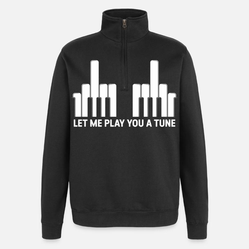 Klaviertasten Mittelfinger - Quarter-Zip-Sweatshirt - Schwarz