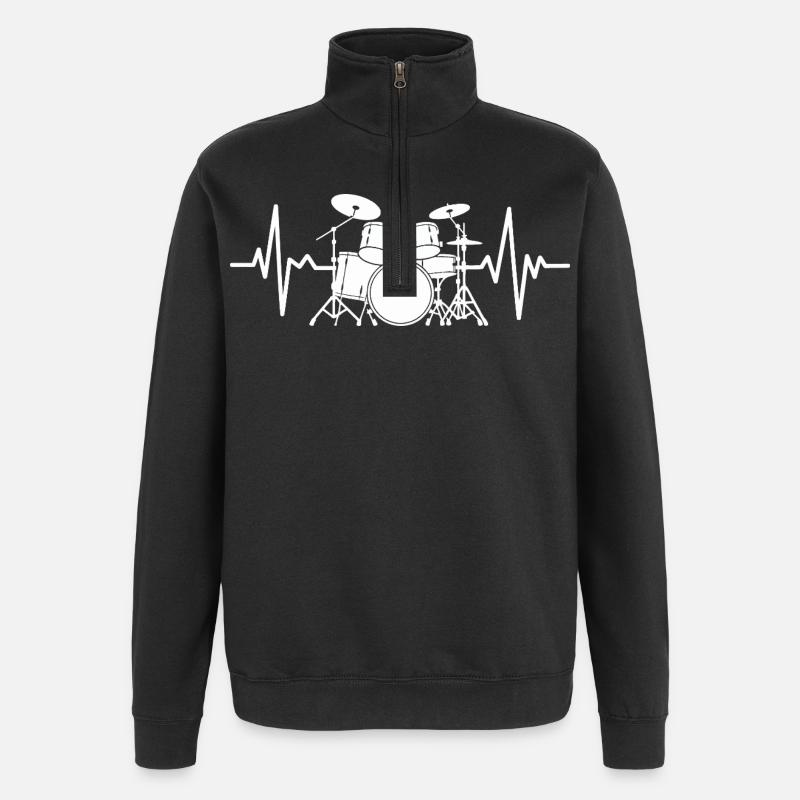 Heartbeat Drumset Pattern - Quarter-Zip Sweatshirt - black
