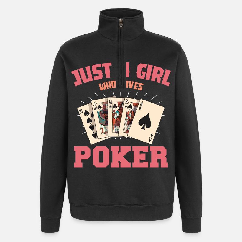 Nur ein Mädchen Pokerkarten - Quarter-Zip-Sweatshirt - Schwarz