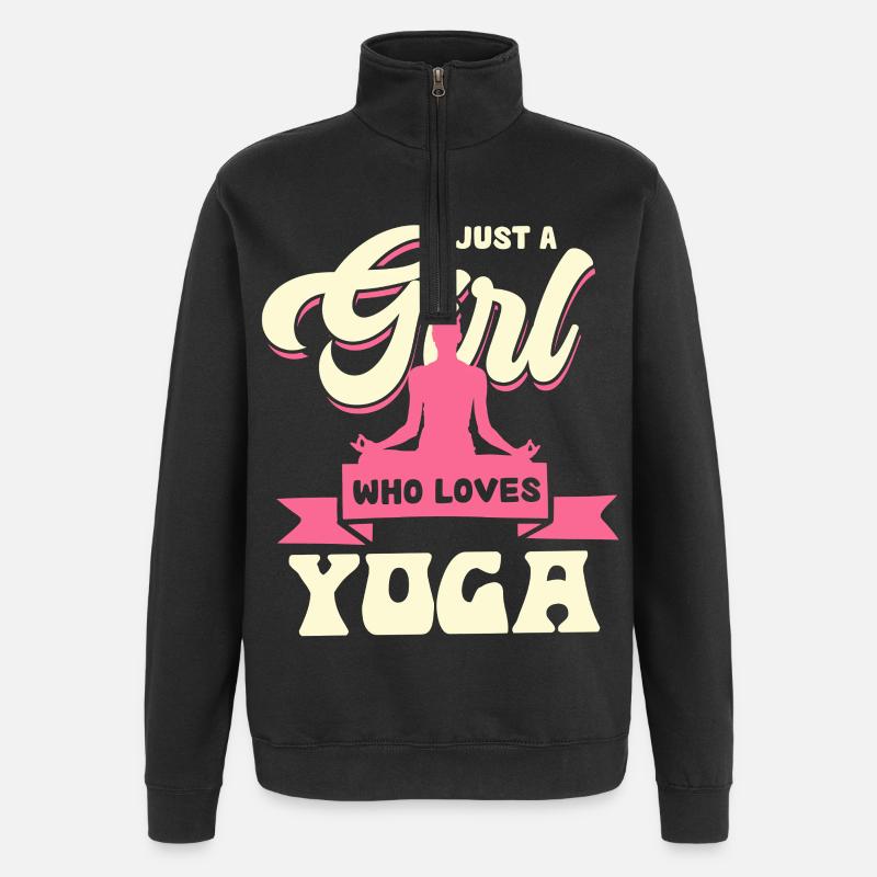 Mädchen mit Yoga-Leidenschaft - Quarter-Zip-Sweatshirt - Schwarz