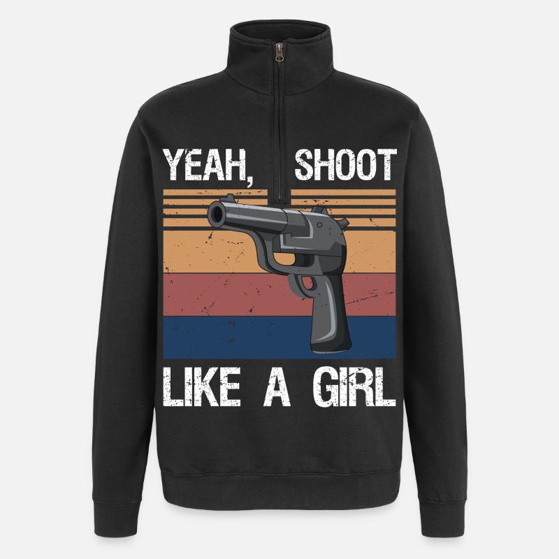 Yeah I Shoot Like A Girl - Sweat à zip 1/4 - noir
