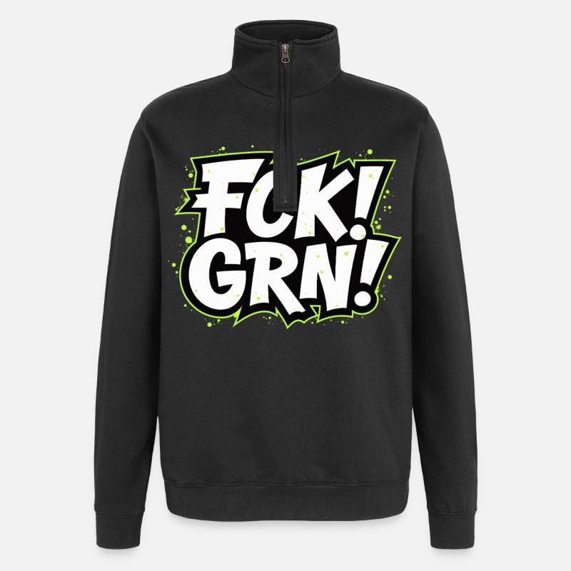 Lettrage de déclaration FCK GRN - Sweat à zip 1/4 - noir