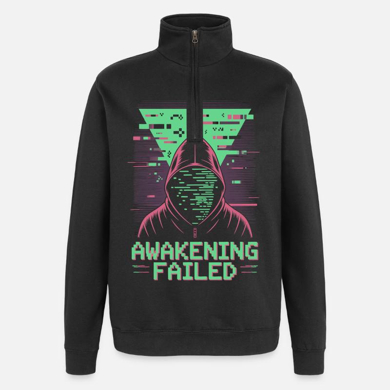 Awakening Failed im Retro-Glitch Look - Quarter-Zip-Sweatshirt - Schwarz