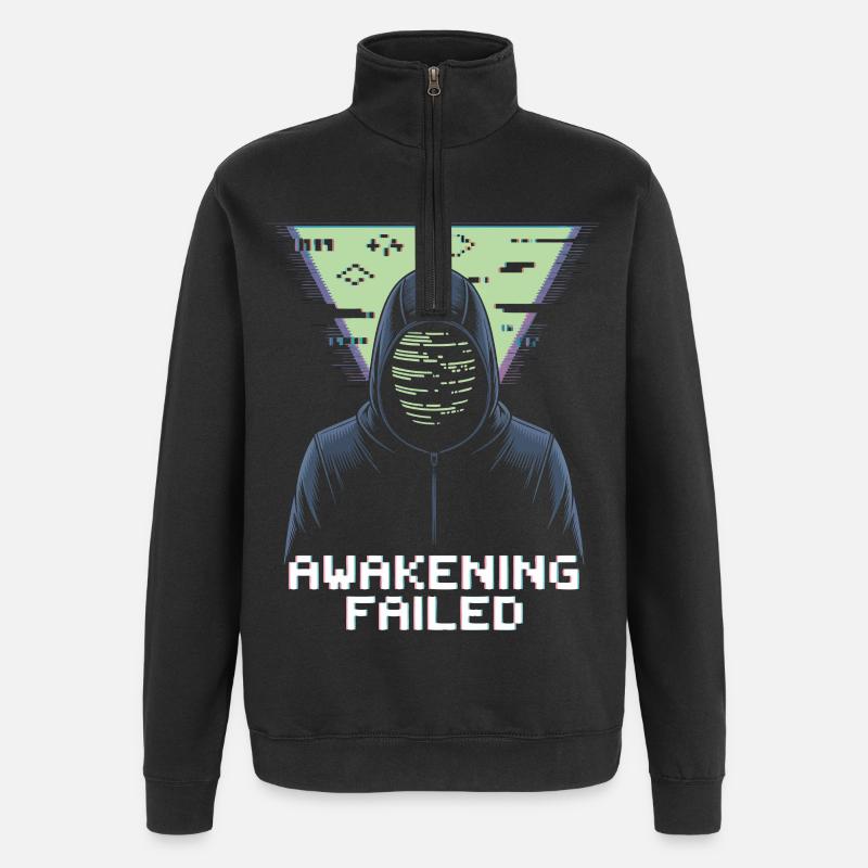 Éveil échoué – Bug cyber rétro - Sweat à zip 1/4 - noir