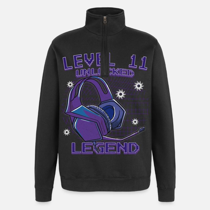 Level 11 Unlocked Legend - Quarter-Zip-Sweatshirt - Schwarz