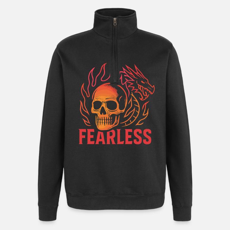 Flammenschädel Fearless - Quarter-Zip-Sweatshirt - Schwarz