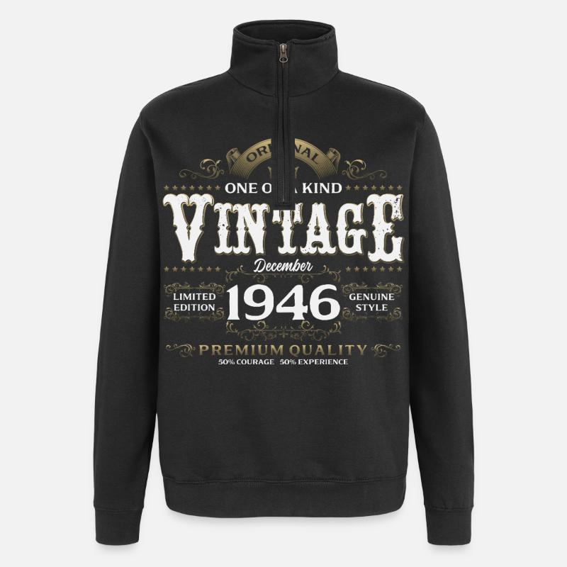 79e anniversaire Millésime décembre 1946 - Sweat à zip 1/4 - noir