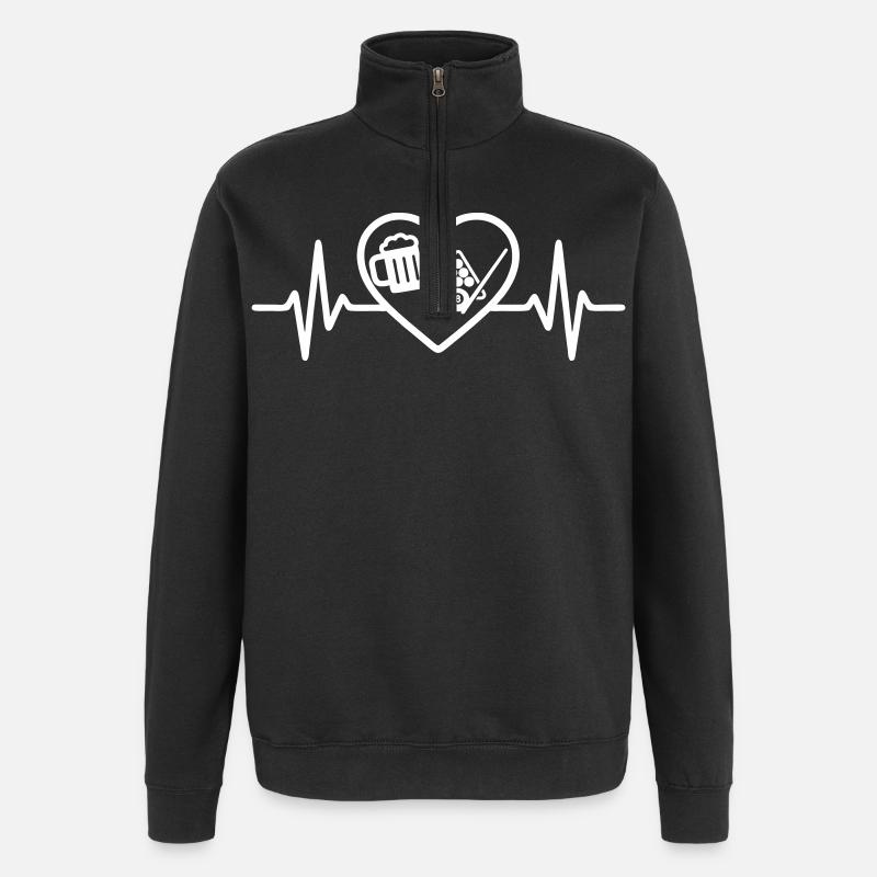 Cœur Billard Bière - Sweat à zip 1/4 - noir