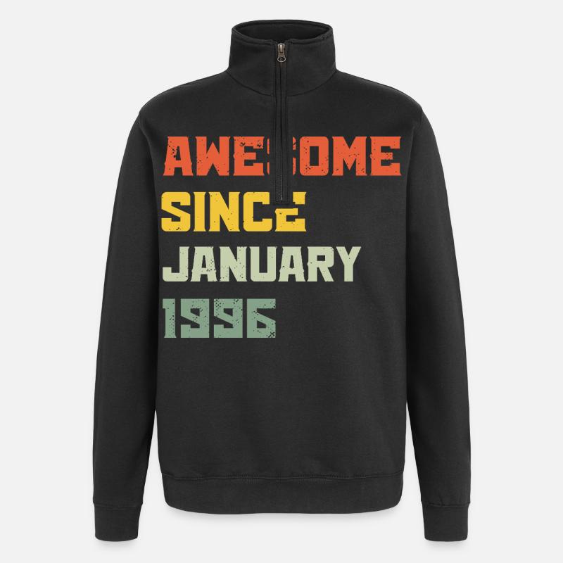 Awesome Since January 1996 Birthday Gift - Quarter-Zip Sweatshirt - black