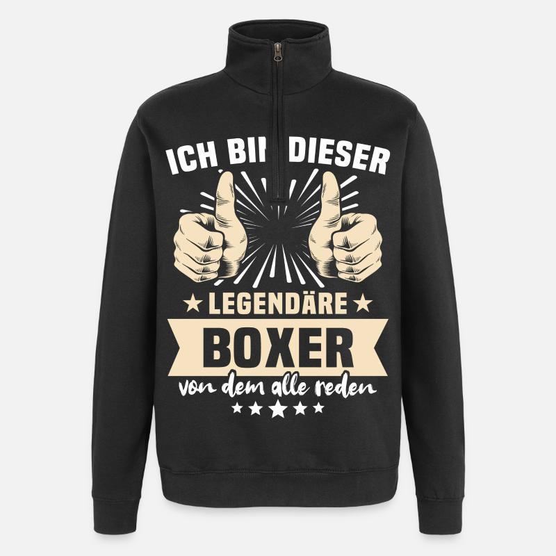 Boxer Sprüche - Quarter-Zip-Sweatshirt - Schwarz