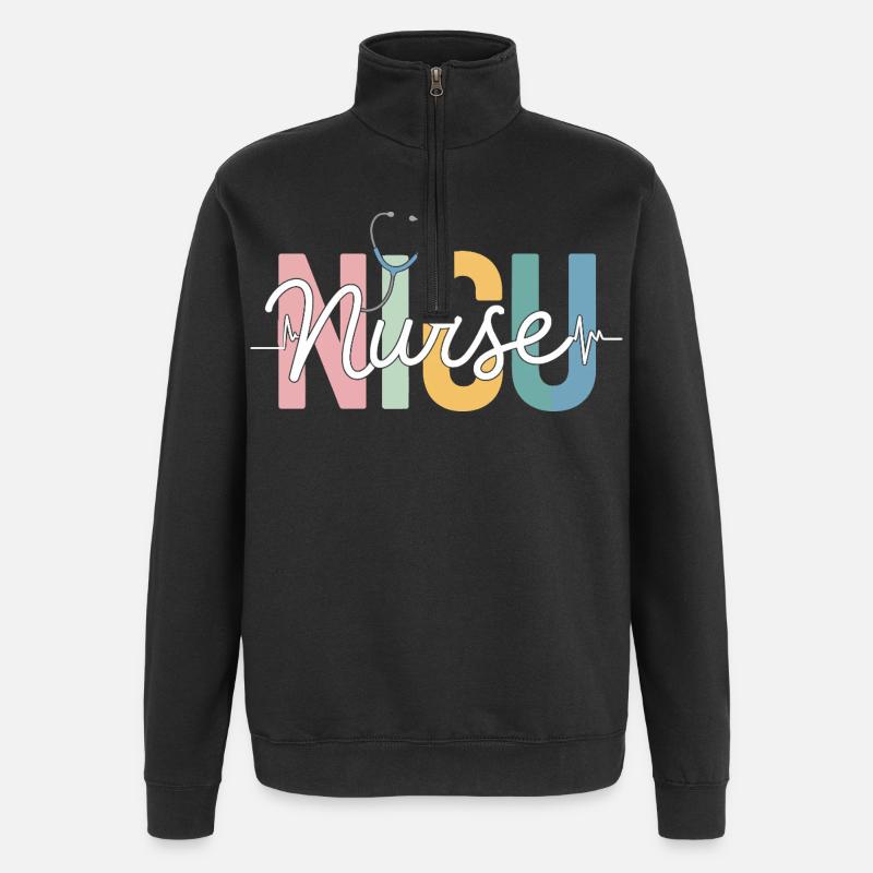 Regenbogenpflegekraft Design - Quarter-Zip-Sweatshirt - Schwarz