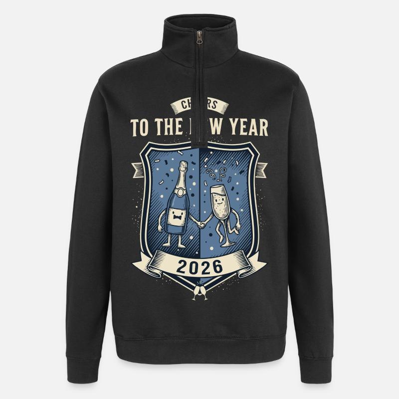 Prost auf die Neujahrsfeier 2026 - Quarter-Zip-Sweatshirt - Schwarz