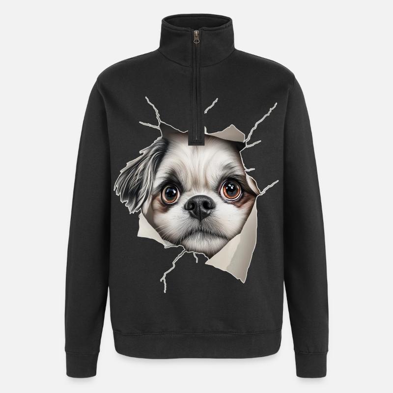 Shih Tzu - Sweat à zip 1/4 - noir