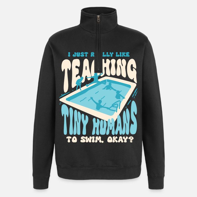 Schwimmlehrer Teaching Tiny Humans To Swim - Quarter-Zip-Sweatshirt - Schwarz