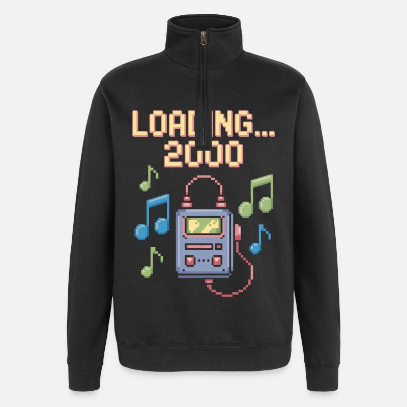 Retro Pixel Design – Loading 2000 - Quarter-Zip Sweatshirt - black