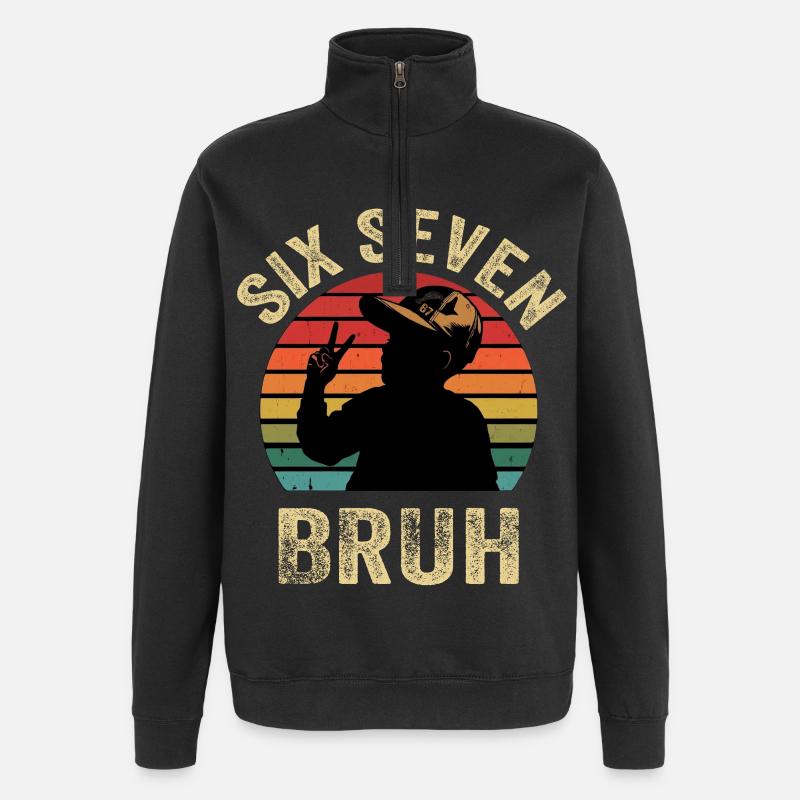 SechsSieben Bruh Retro Silhouette - Quarter-Zip-Sweatshirt - Schwarz