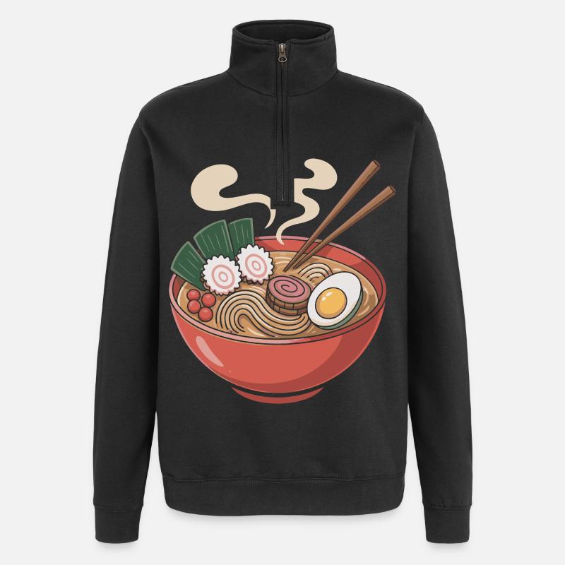 Ramen bowl, nouilles et œufs - Sweat à zip 1/4 - noir