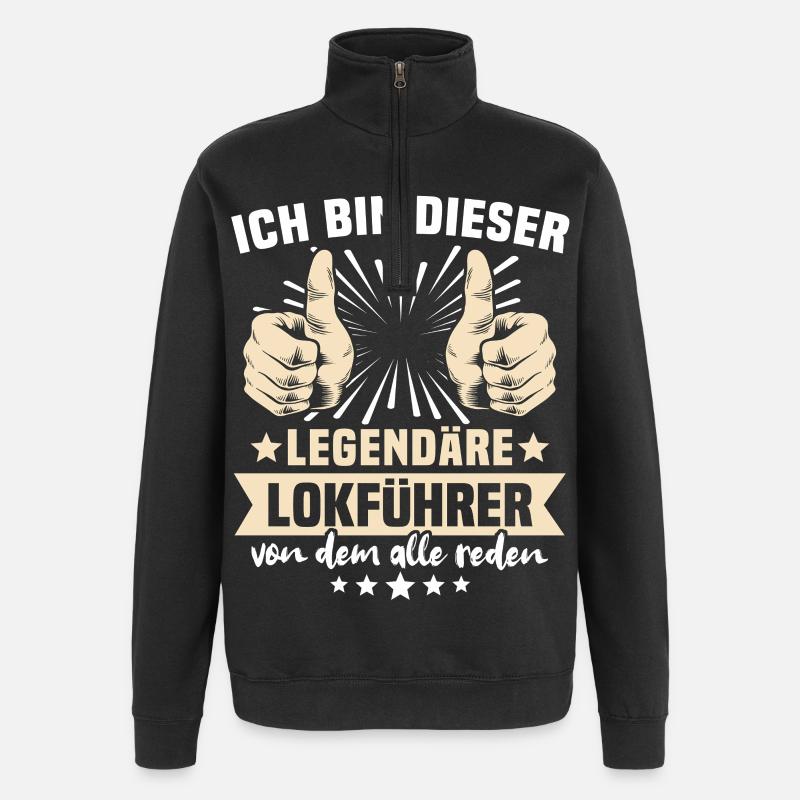 Lokführer Sprüche - Quarter-Zip-Sweatshirt - Schwarz