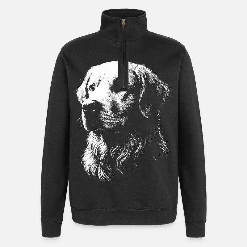 Portrait d'un Golden Retriever - Sweat à zip 1/4 - noir